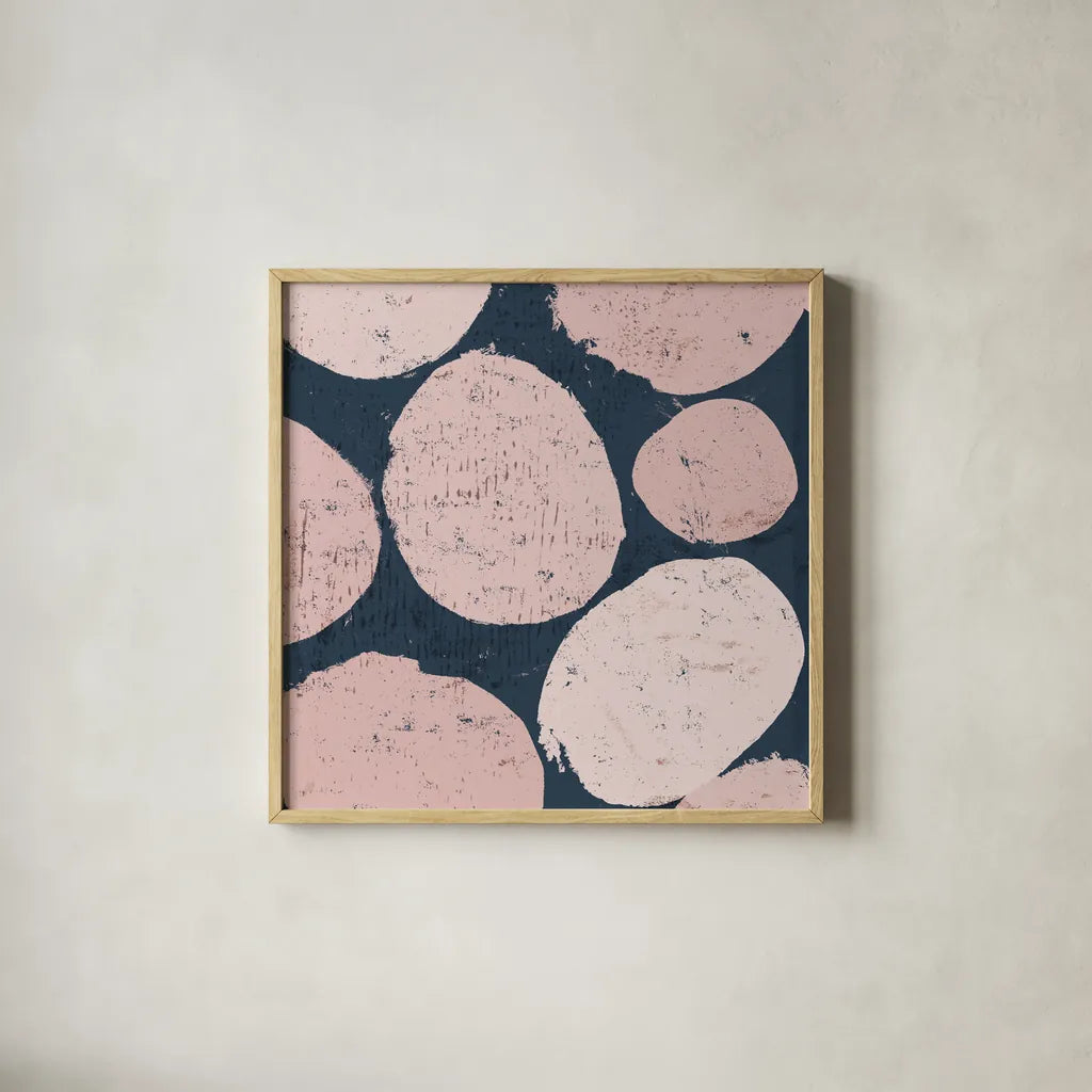 Raw Sienna IX Pink by Michael Mullan. Shown in a natural wood glass frame for a timeless modern aesthetic. Available as an archival giclee rolled canvas, fine art paper, or poster print. SKU 53729a.