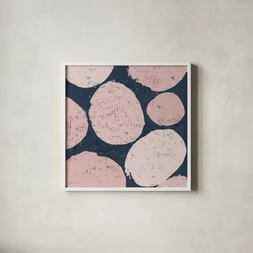 Raw Sienna IX Pink by Michael Mullan. Shown in a crisp white glass frame for a clean and minimalist style. Available as an archival giclee rolled canvas, fine art paper, or poster print. SKU 53729a.