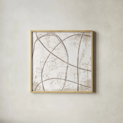 Raw Sienna X by Michael Mullan. Shown in a natural wood glass frame for a timeless modern aesthetic. Available as an archival giclee rolled canvas, fine art paper, or poster print. SKU 49884a.