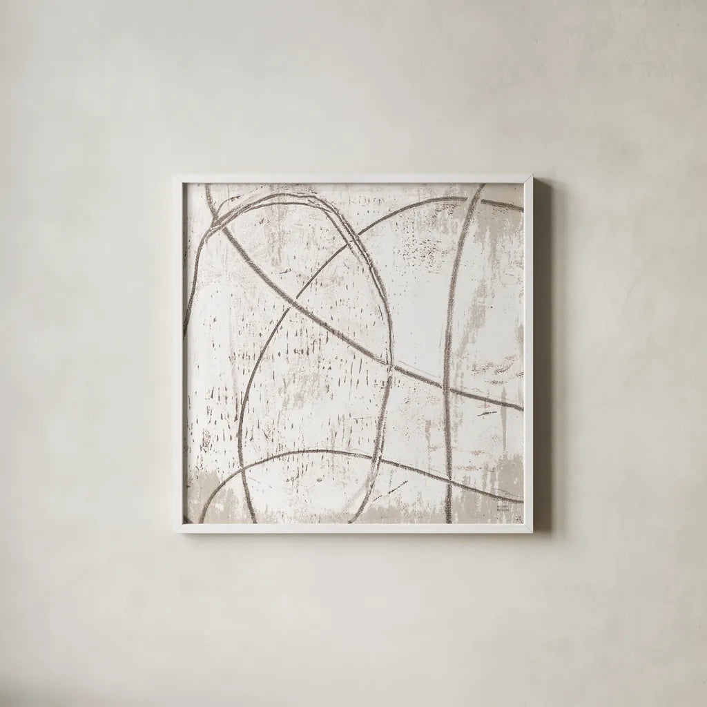 Raw Sienna X by Michael Mullan. Shown in a crisp white glass frame for a clean and minimalist style. Available as an archival giclee rolled canvas, fine art paper, or poster print. SKU 49884a.