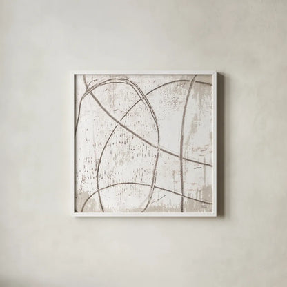 Raw Sienna X by Michael Mullan. Shown in a crisp white glass frame for a clean and minimalist style. Available as an archival giclee rolled canvas, fine art paper, or poster print. SKU 49884a.