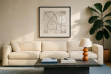 Raw Sienna X by Michael Mullan. Displayed in a glass frame with matte in a clean modern living room. Available as an archival giclee rolled canvas, fine art paper, or poster print. SKU 49884a.