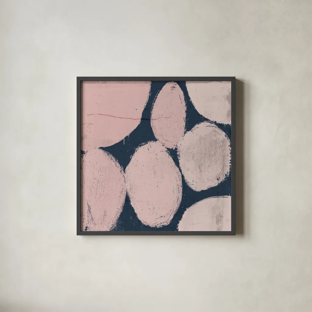 Raw Sienna XII Pink by Michael Mullan. Shown in a sleek black glass frame for a contemporary gallery look. Available as an archival giclee rolled canvas, fine art paper, or poster print. SKU 53730a.