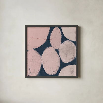 Raw Sienna XII Pink by Michael Mullan. Shown in a sleek black glass frame for a contemporary gallery look. Available as an archival giclee rolled canvas, fine art paper, or poster print. SKU 53730a.