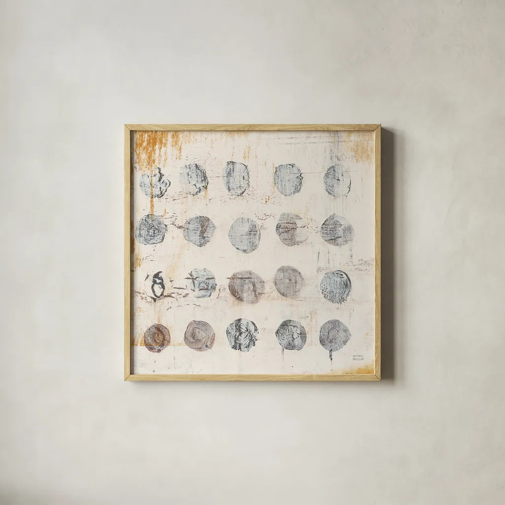 Raw Sienna XVII by Michael Mullan. Shown in a natural wood glass frame for a timeless modern aesthetic. Available as an archival giclee rolled canvas, fine art paper, or poster print. SKU 49891a.