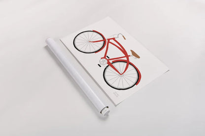 Red Beach Cruiser by Michael Mullan. shown as a rolled paper print. Available as archival giclee rolled canvas, fine art paper, or poster print. SKU 87840i.