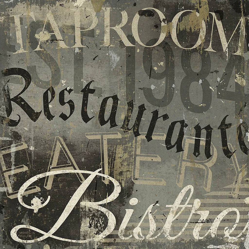 Restaurant Sign IV by Michael Mullan. SKU 51285a. Archival Giclee Fine art print for wall decor.