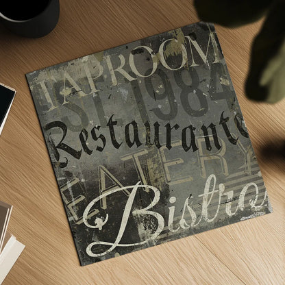 Restaurant Sign IV by Michael Mullan. Shown as a detailed flat fine art print, highlighting archival giclee quality. Available as an archival giclee rolled canvas, fine art paper, or poster print. SKU 51285a.