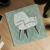 Retro Chair I by Michael Mullan. Shown as a detailed flat fine art print, highlighting archival giclee quality. Available as an archival giclee rolled canvas, fine art paper, or poster print. SKU 50768a.