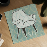 Retro Chair I Sit by Michael Mullan. Shown as a detailed flat fine art print, highlighting archival giclee quality. Available as an archival giclee rolled canvas, fine art paper, or poster print. SKU 27879a.