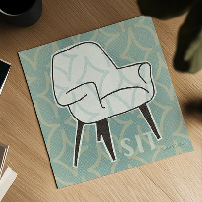 Retro Chair I Sit by Michael Mullan. Shown as a detailed flat fine art print, highlighting archival giclee quality. Available as an archival giclee rolled canvas, fine art paper, or poster print. SKU 27879a.