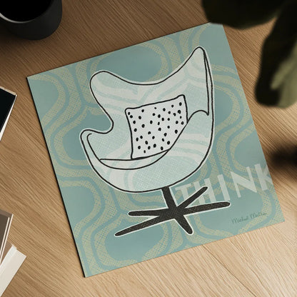 Retro Chair II Think by Michael Mullan. Shown as a detailed flat fine art print, highlighting archival giclee quality. Available as an archival giclee rolled canvas, fine art paper, or poster print. SKU 27880a.