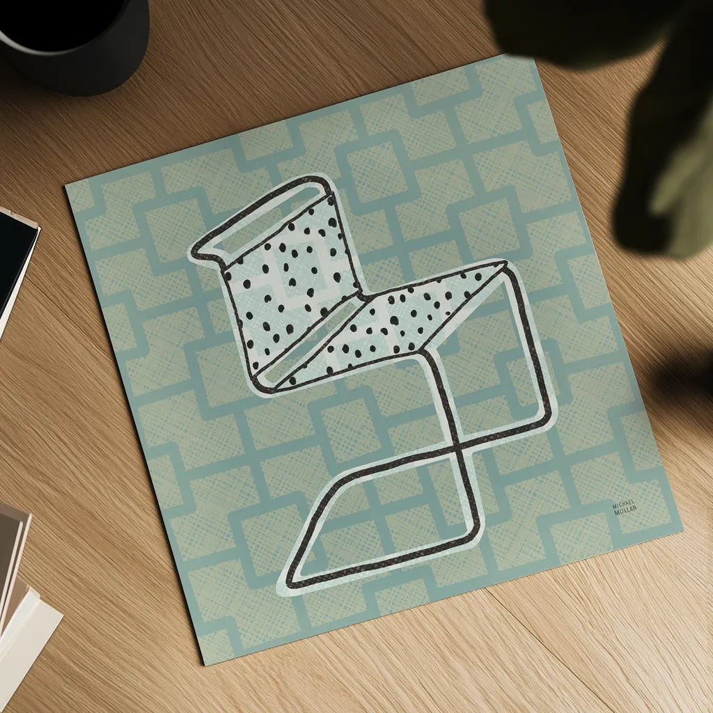 Retro Chair III by Michael Mullan. Shown as a detailed flat fine art print, highlighting archival giclee quality. Available as an archival giclee rolled canvas, fine art paper, or poster print. SKU 50770a.