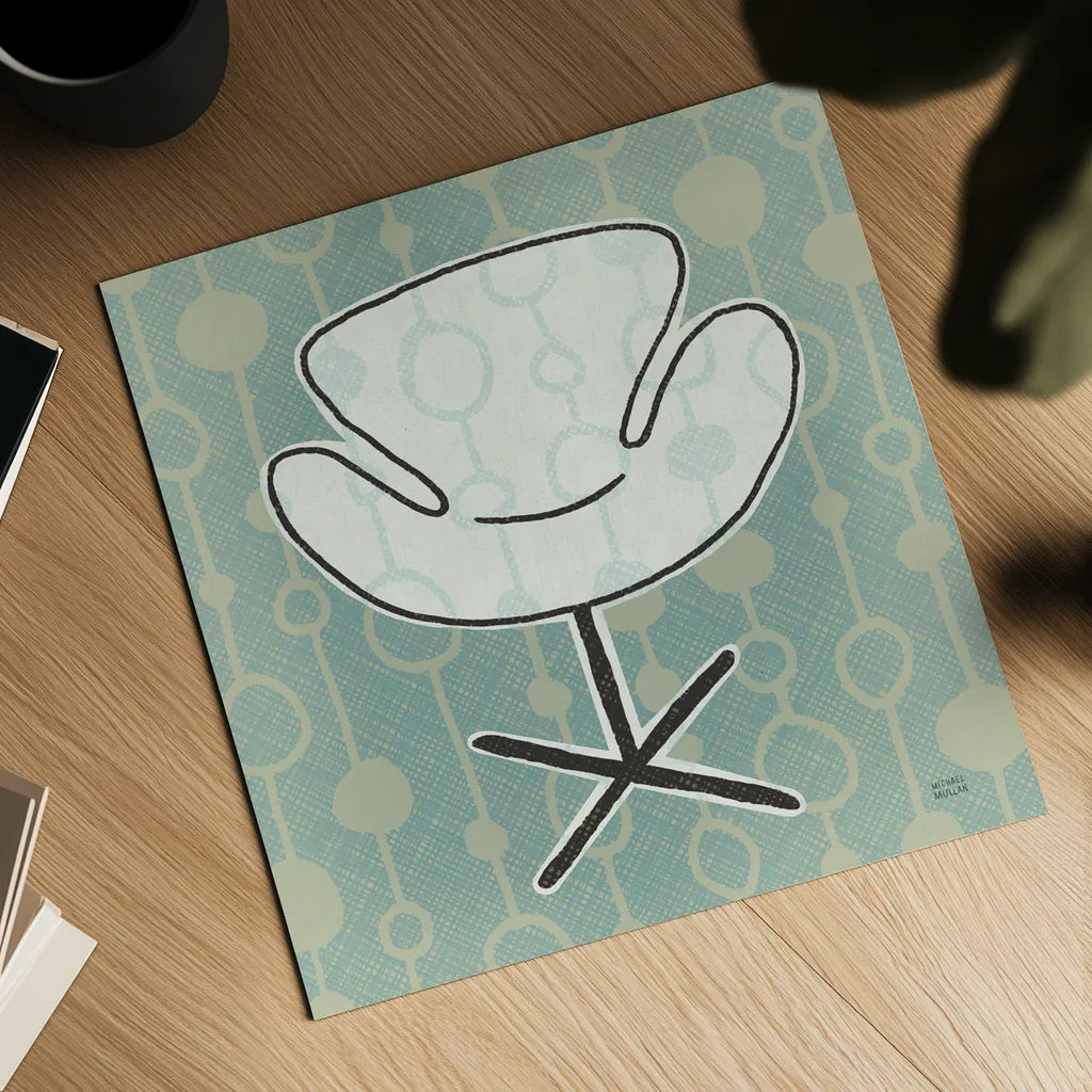Retro Chair IV by Michael Mullan. Shown as a detailed flat fine art print, highlighting archival giclee quality. Available as an archival giclee rolled canvas, fine art paper, or poster print. SKU 50771a.
