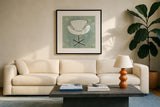 Retro Chair IV by Michael Mullan. Displayed in a glass frame with matte in a clean modern living room. Available as an archival giclee rolled canvas, fine art paper, or poster print. SKU 50771a.
