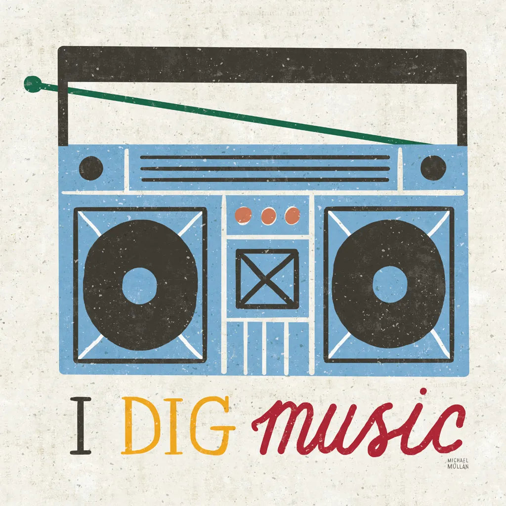 Retro Desktop Boom Box v2 by Michael Mullan. SKU 60989a. Archival Giclee Fine art print for wall decor.