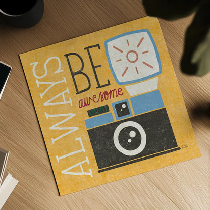 Retro Desktop Camera v2 by Michael Mullan. Shown as a detailed flat fine art print, highlighting archival giclee quality. Available as an archival giclee rolled canvas, fine art paper, or poster print. SKU 60985a.