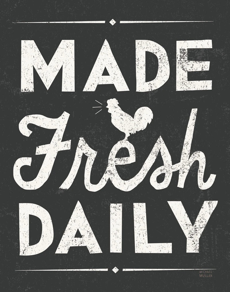 Retro Diner Made Fresh Daily White by Michael Mullan