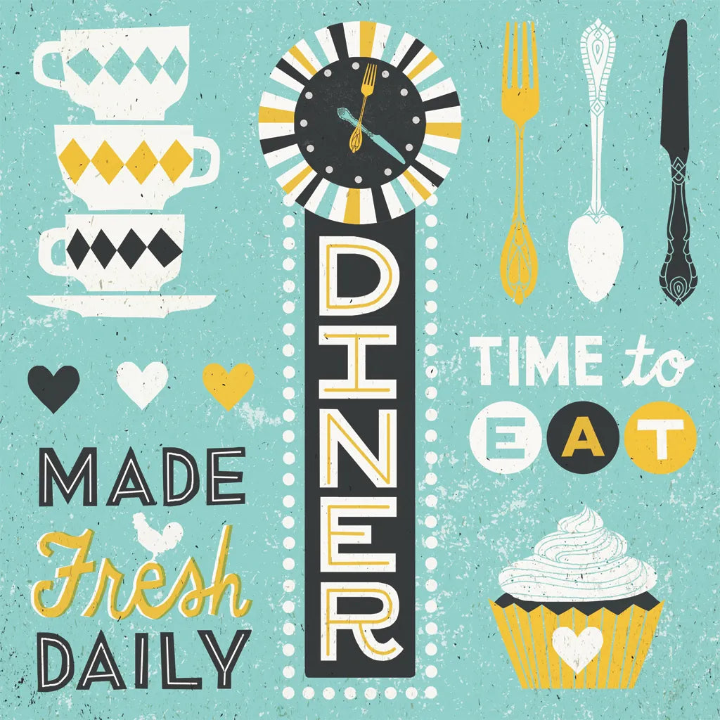 Retro Diner Pattern I by Michael Mullan. SKU 18694a. Archival Giclee Fine art print for wall decor.