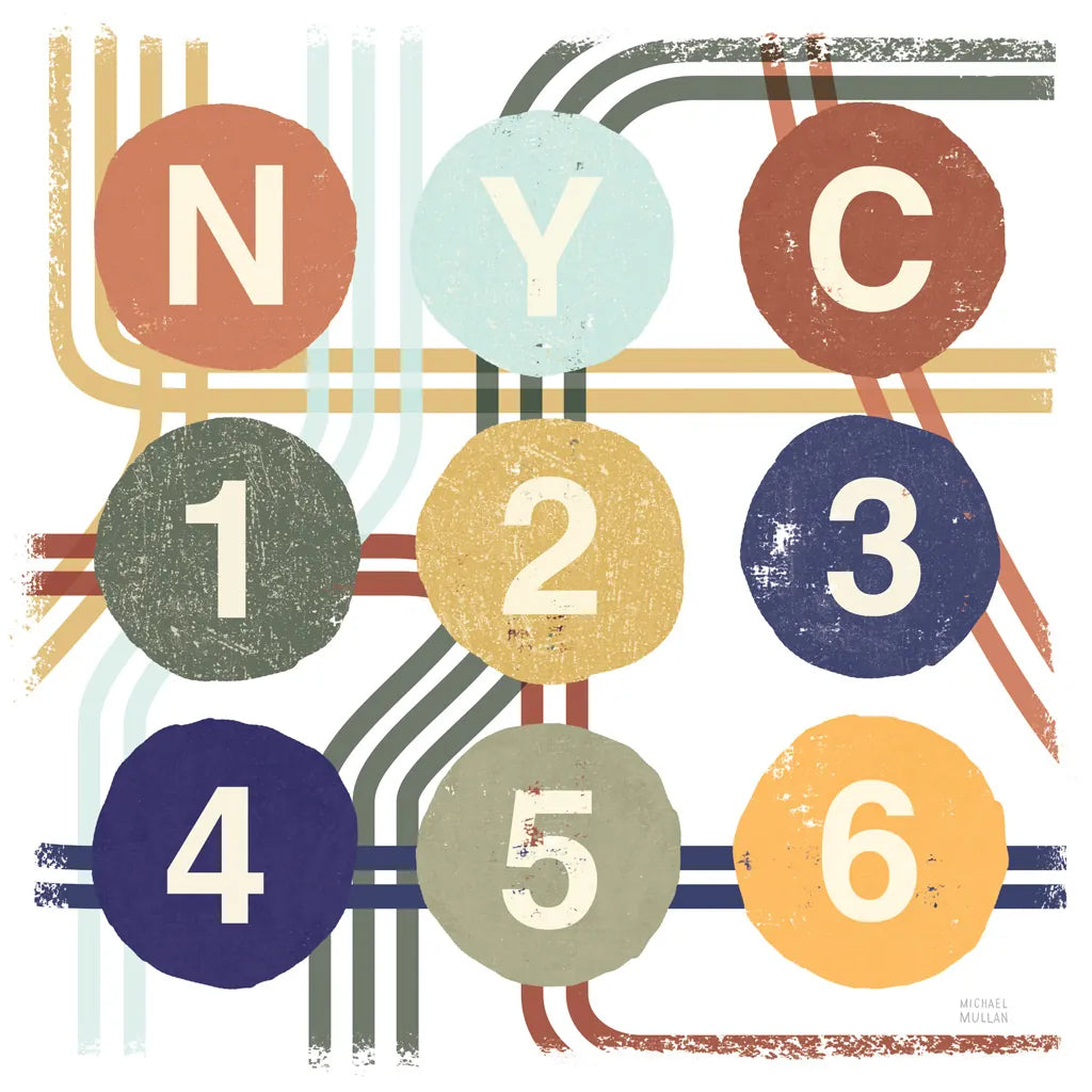 Retro New York CIty Life Subway by Michael Mullan. SKU 59423a. Archival Giclee Fine art print for wall decor.