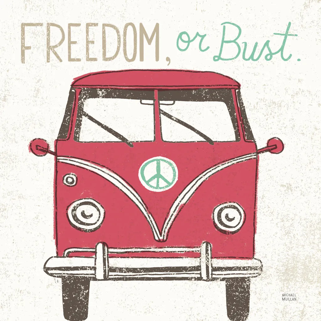 Road Trip Bus by Michael Mullan. SKU 17671a. Archival Giclee Fine art print for wall decor.