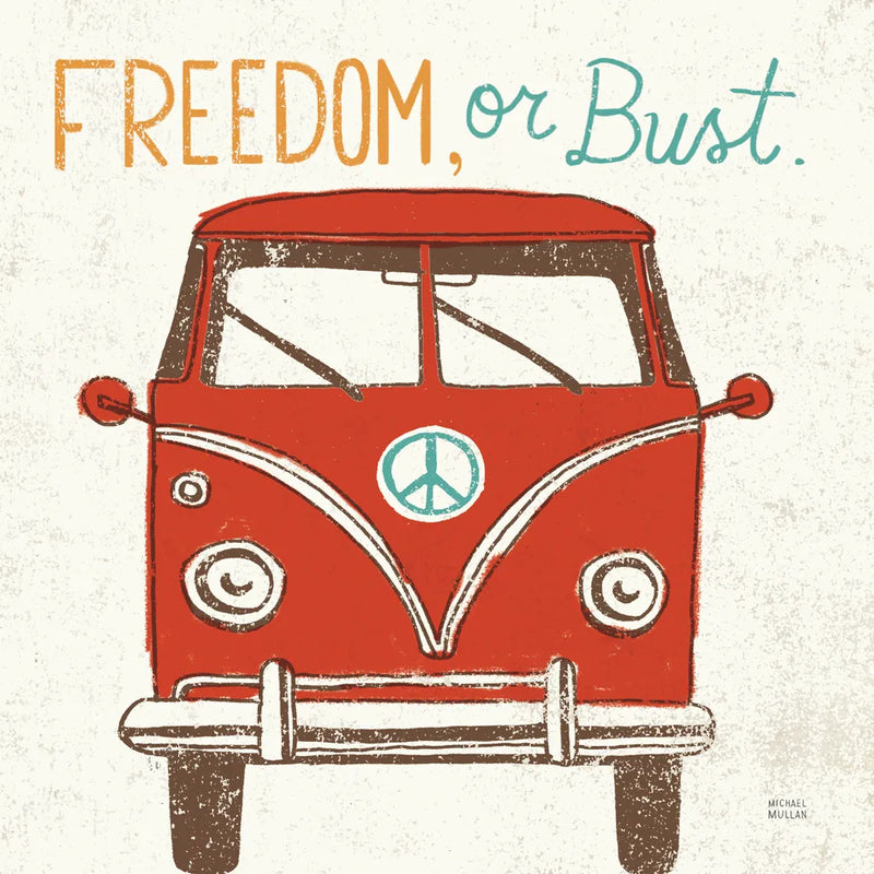 Road Trip Bus Retro by Michael Mullan. SKU 32580a. Archival Giclee Fine art print for wall decor.