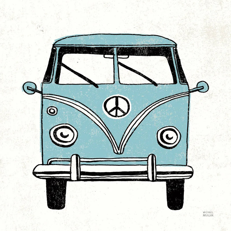 Road Trip Bus v2 by Michael Mullan. SKU 104071a. Archival Giclee Fine art print for wall decor.
