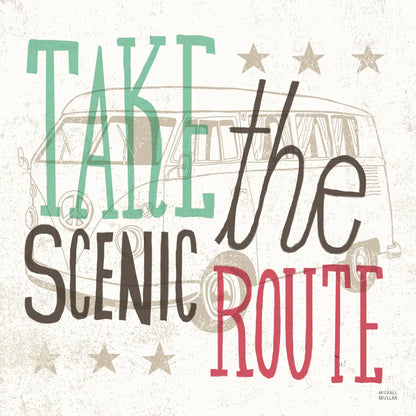 Road Trip Scenic Route by Michael Mullan. SKU 32585a. Archival Giclee Fine art print for wall decor.