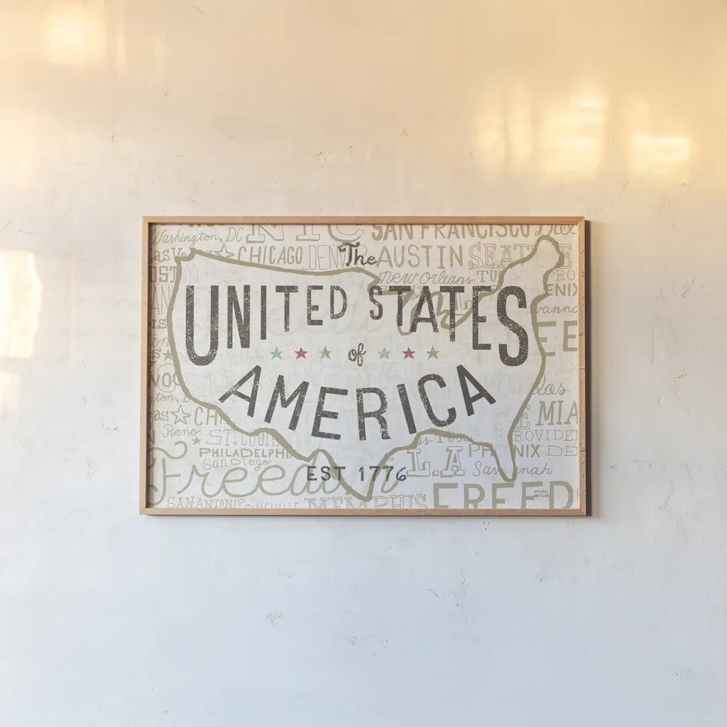 Road Trip USA by Michael Mullan. shown as a paper print in a natural frame. Available as a archival giclee rolled canvas, fine art paper, or poster print. SKU 17913i.