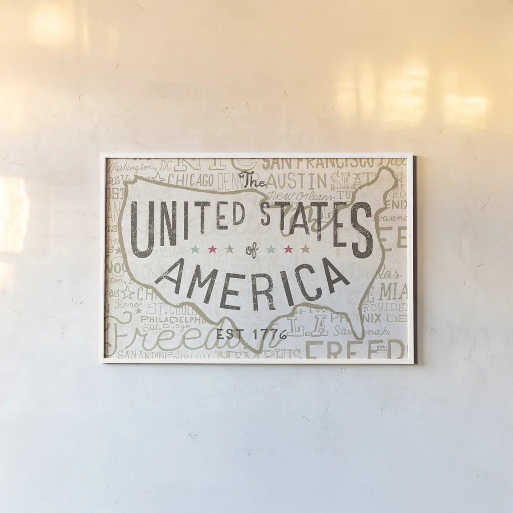 Road Trip USA by Michael Mullan. shown as a paper print in a white frame. Available as a archival giclee rolled canvas, fine art paper, or poster print. SKU 17913i.