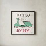 Road Trip Vespa by Michael Mullan. Shown in a sleek black glass frame for a contemporary gallery look. Available as an archival giclee rolled canvas, fine art paper, or poster print. SKU 20969a.