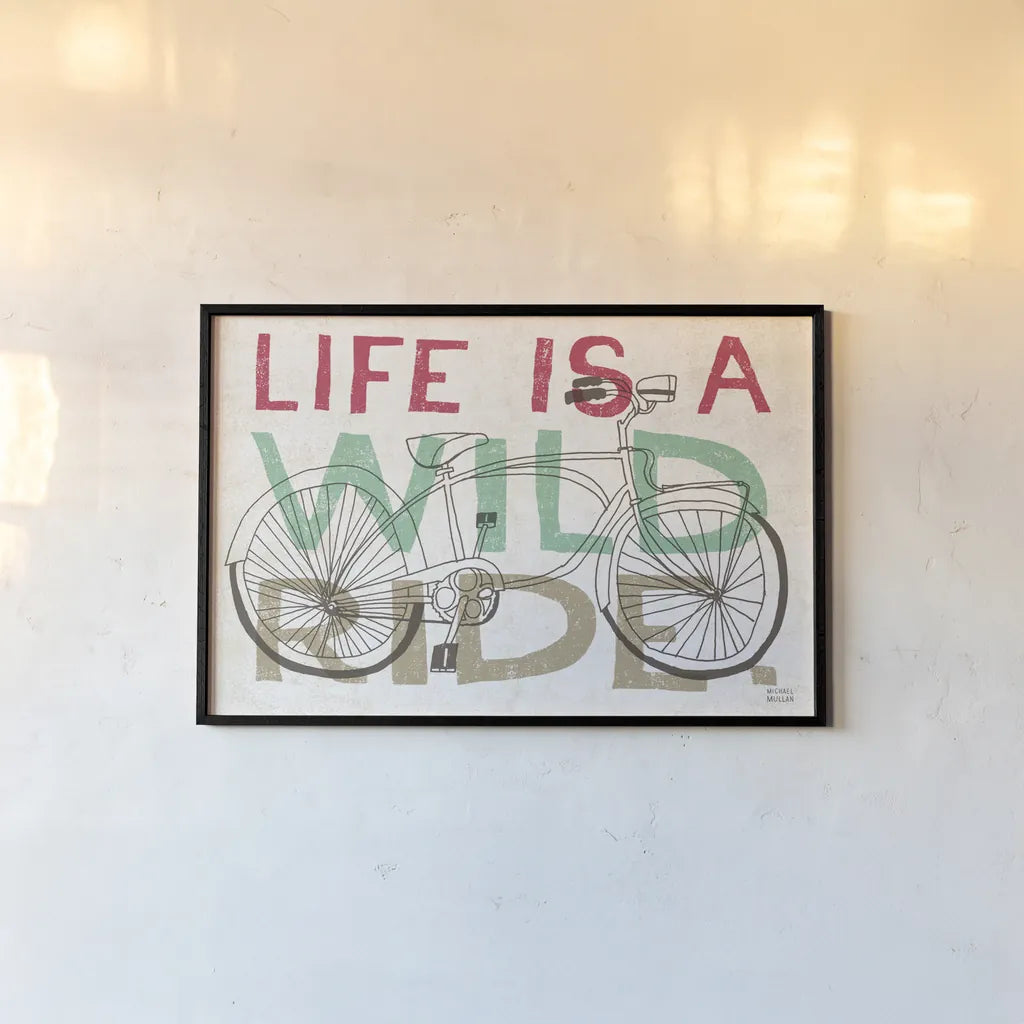 Road Trip Wild Ride by Michael Mullan. shown as a paper print in a black flame. Available as a archival giclee rolled canvas, fine art paper, or poster print. SKU 19820i.