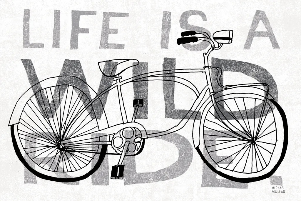 Road Trip Wild Ride BW by Michael Mullan. SKU 32586i. Archival Giclee Fine art print for wall decor.