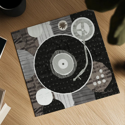 Rock N Roll Album Neutral by Michael Mullan. Shown as a detailed flat fine art print, highlighting archival giclee quality. Available as an archival giclee rolled canvas, fine art paper, or poster print. SKU 50186a.