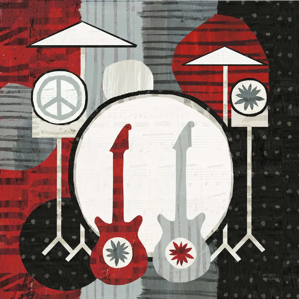 Rock N Roll Drums by Michael Mullan. SKU 6401a. Archival Giclee Fine art print for wall decor.