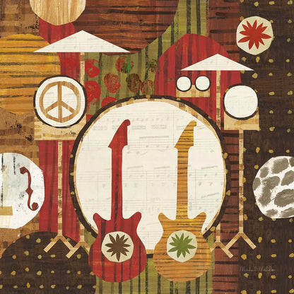 Rock N Roll Drums Brown by Michael Mullan. SKU 50530a. Archival Giclee Fine art print for wall decor.