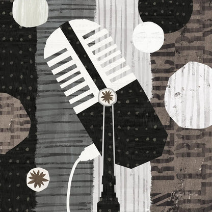 Rock N Roll Mic Neutral by Michael Mullan. SKU 50185a. Archival Giclee Fine art print for wall decor.