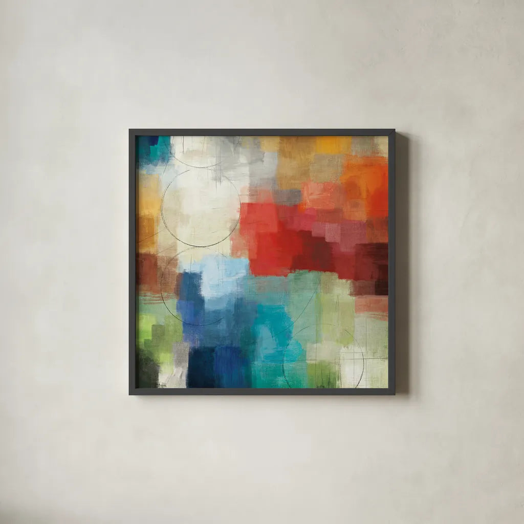 Seasons by Michael Mullan. Shown in a sleek black glass frame for a contemporary gallery look. Available as an archival giclee rolled canvas, fine art paper, or poster print. SKU 14154a.