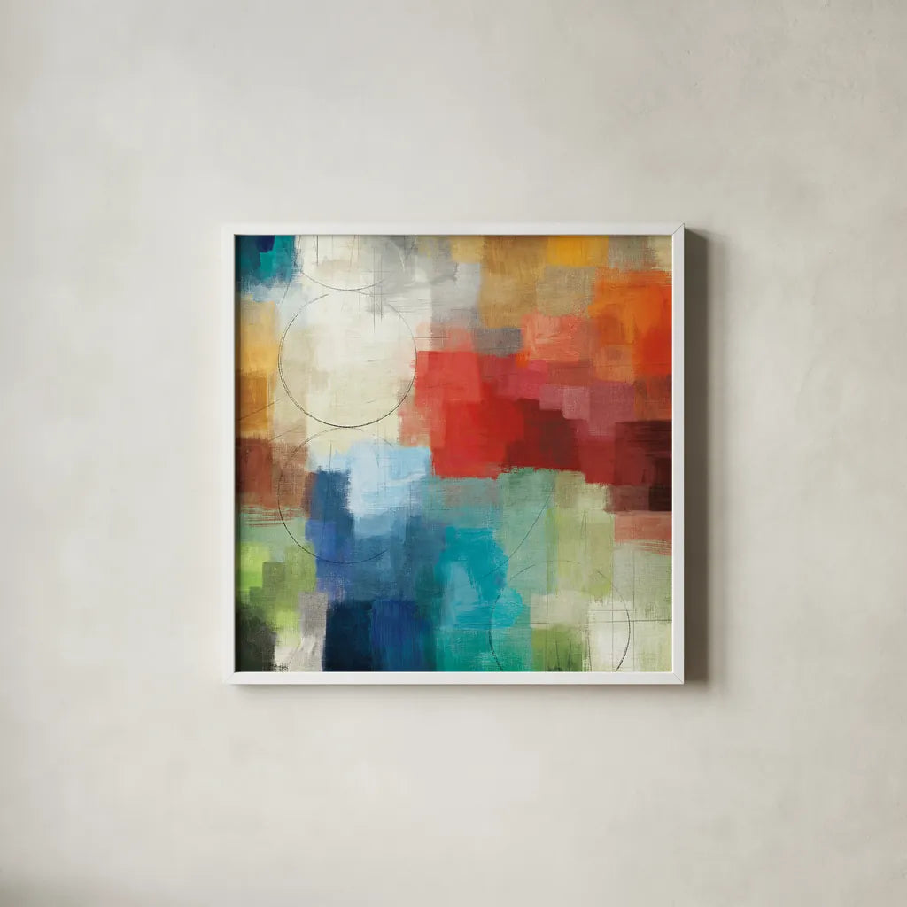 Seasons by Michael Mullan. Shown in a crisp white glass frame for a clean and minimalist style. Available as an archival giclee rolled canvas, fine art paper, or poster print. SKU 14154a.