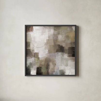 Seasons Neutral by Michael Mullan. Shown in a sleek black glass frame for a contemporary gallery look. Available as an archival giclee rolled canvas, fine art paper, or poster print. SKU 75162a.