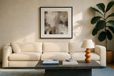 Seasons Neutral by Michael Mullan. Displayed in a glass frame with matte in a clean modern living room. Available as an archival giclee rolled canvas, fine art paper, or poster print. SKU 75162a.