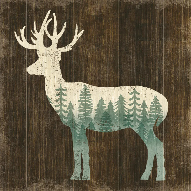 Simple Living Deer Silhouette by Michael Mullan. SKU 69301a. Archival Giclee Fine art print for wall decor.