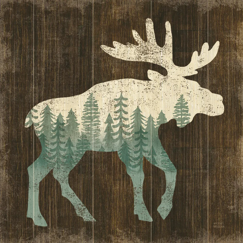 Simple Living Moose Silhouette by Michael Mullan. SKU 69300a. Archival Giclee Fine art print for wall decor.
