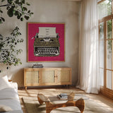Slay the Day by Michael Mullan. Shown in a natural wood frame in a cozy modern living room. Available as an archival giclee rolled canvas, fine art paper, or poster print. SKU 58417a.