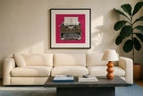 Slay the Day by Michael Mullan. Displayed in a glass frame with matte in a clean modern living room. Available as an archival giclee rolled canvas, fine art paper, or poster print. SKU 58417a.