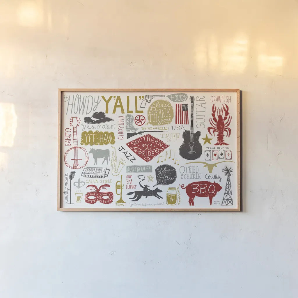 Southern Pride by Michael Mullan. shown as a paper print in a natural frame. Available as a archival giclee rolled canvas, fine art paper, or poster print. SKU 51164i.