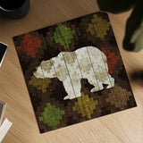 Southwest Lodge Bear by Michael Mullan. Shown as a detailed flat fine art print, highlighting archival giclee quality. Available as an archival giclee rolled canvas, fine art paper, or poster print. SKU 17022a.