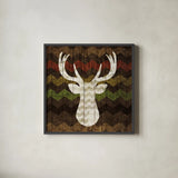 Southwest Lodge Deer II by Michael Mullan. Shown in a sleek black glass frame for a contemporary gallery look. Available as an archival giclee rolled canvas, fine art paper, or poster print. SKU 17020a.