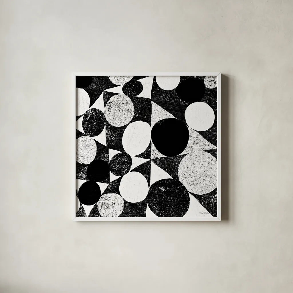 Spotty I by Michael Mullan. Shown in a crisp white glass frame for a clean and minimalist style. Available as an archival giclee rolled canvas, fine art paper, or poster print. SKU 16739a.
