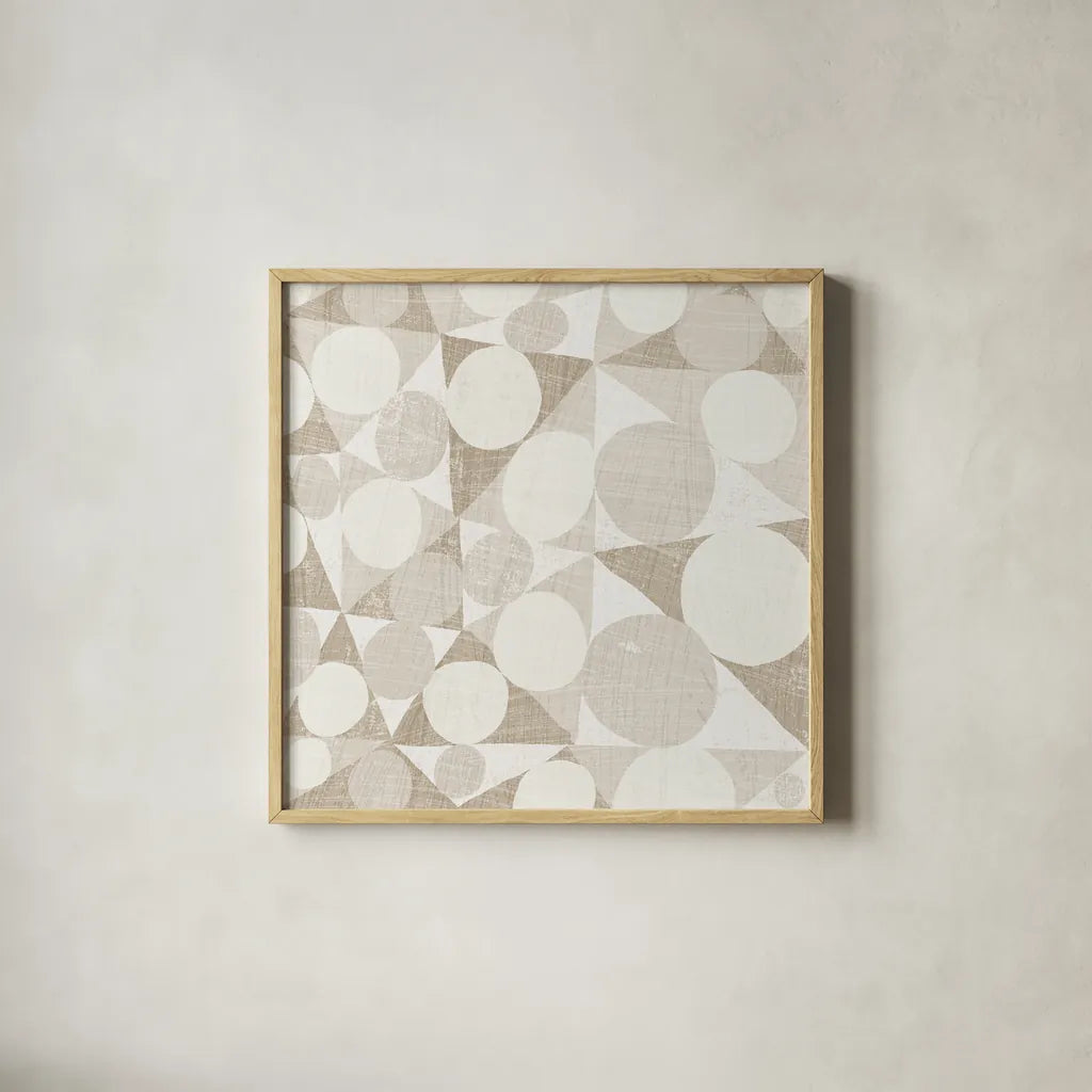 Spotty I by Michael Mullan. Shown in a natural wood glass frame for a timeless modern aesthetic. Available as an archival giclee rolled canvas, fine art paper, or poster print. SKU 75958a.